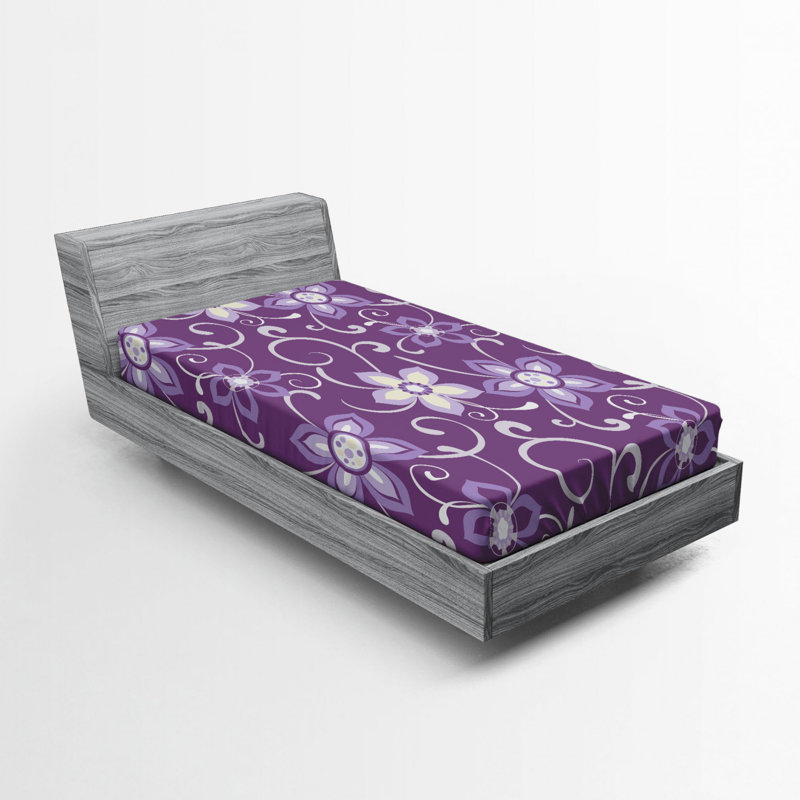 Microfiber Floral Fitted Sheet, Twin Fitted Sheet