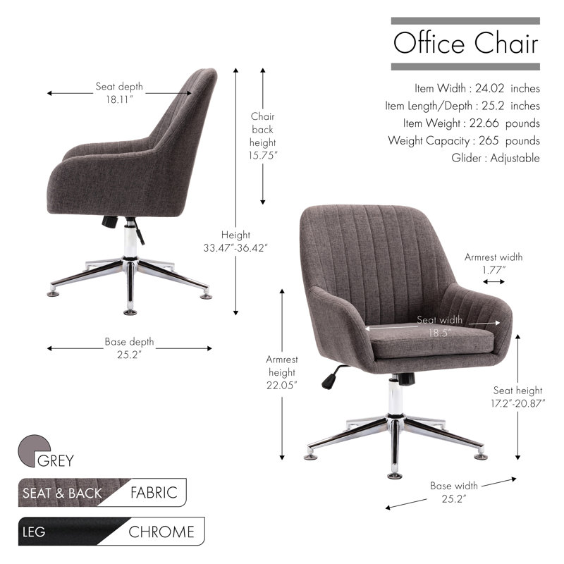Chaise de travail Carre, Gris