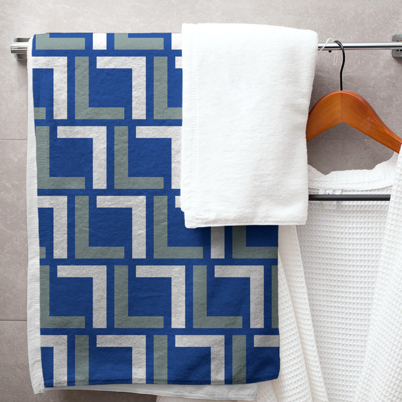Serviette de bain, Royal Blue/Silver Green/White