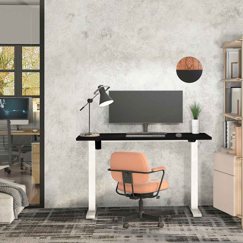 Alvera Adjustable Metal Base Standing Desk, Black