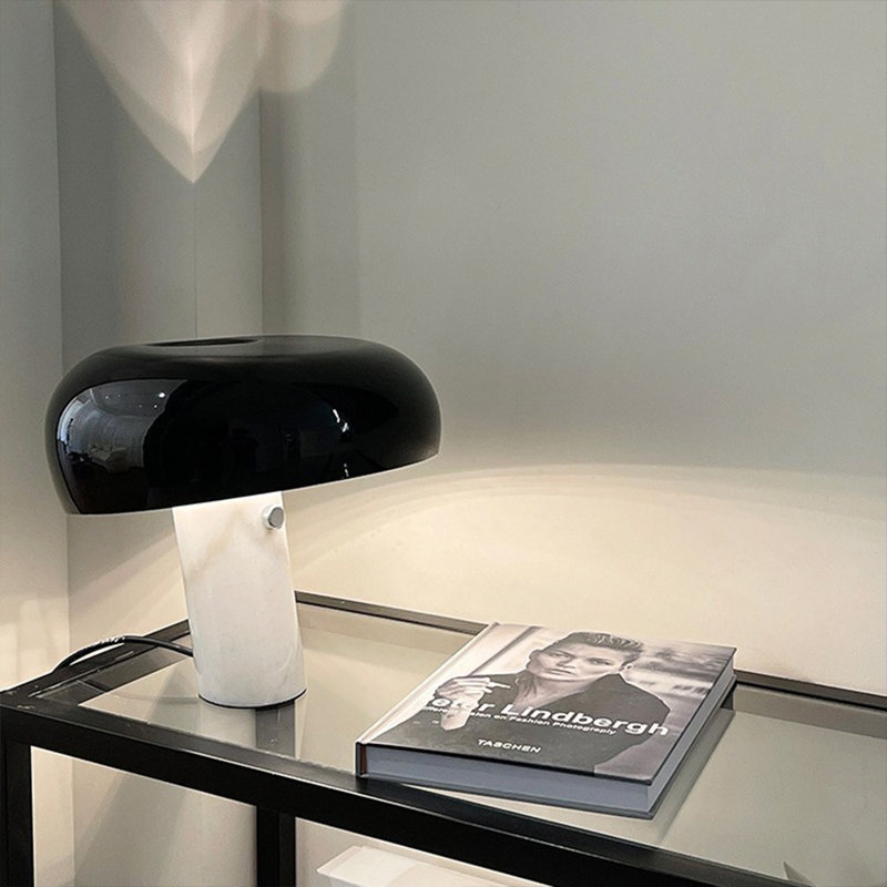 Lampe de table en pierre de marbre 1 lumière, Noir, noir, noir, noir, H 10,24 po x l 11,02 po x P 11,02 po