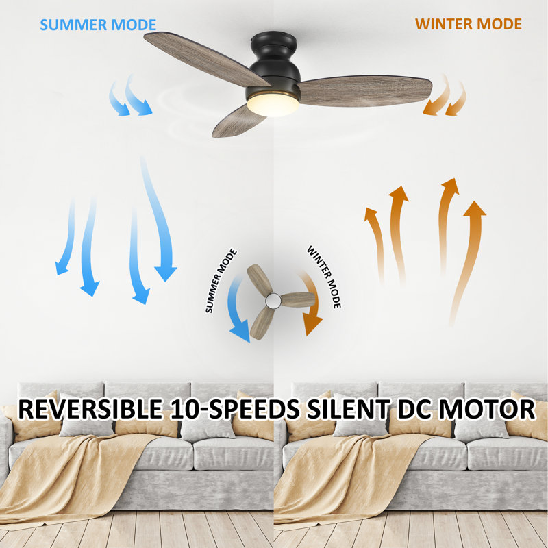Kolesyn 48'' Ceiling Fan with Light and Remote, Dark Walnut/Gray Oak