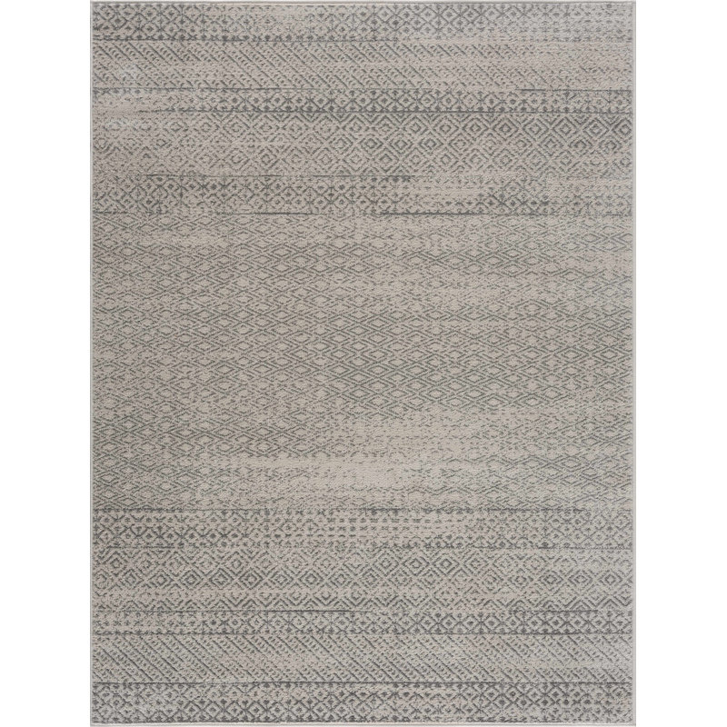 Ballville Bohemian Southwestern Gray/Ivory Area Rug, Rectangle 7'10" x 10'