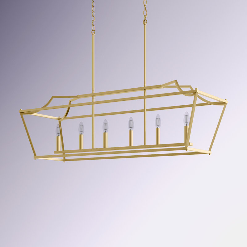 Lustre rectangulaire à intensité variable 6 lumières Katharine , Laiton satiné