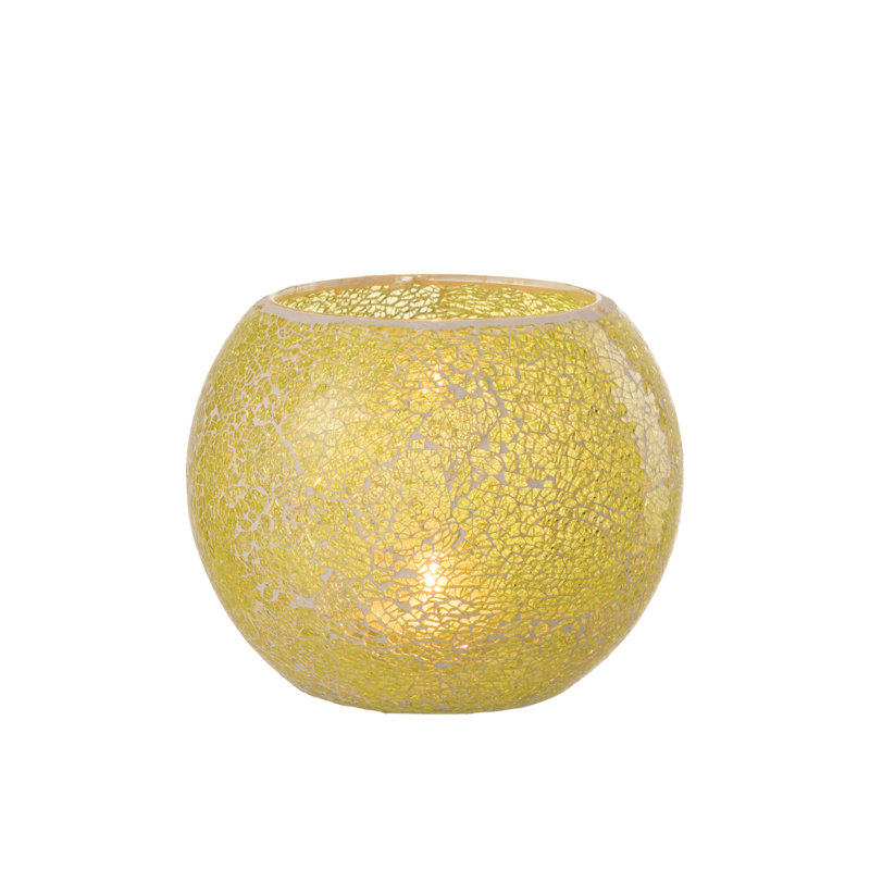 Glass Wall Tealight Holder, 17.5cm H x 20.5cm W x 20.5cm D, Yellow
