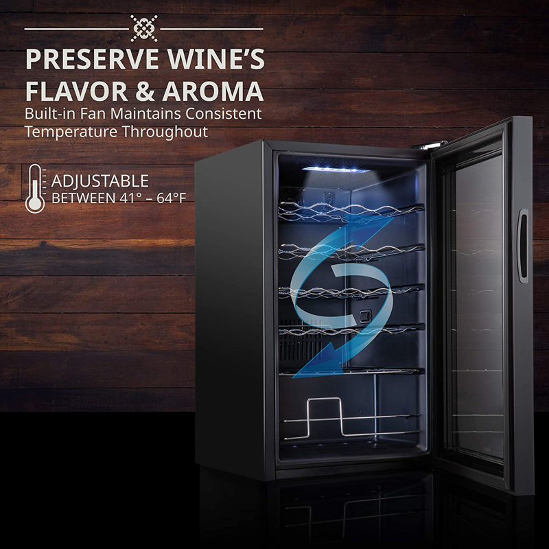 Ivation Black Freestanding 24-Bottle Wine Cooler with Glass Door