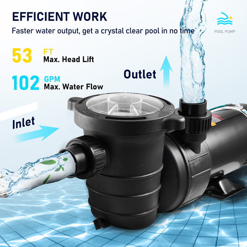 Swimming Above Ground Pool Pumps, 7.75" H x 21.77" W x 7.75" D