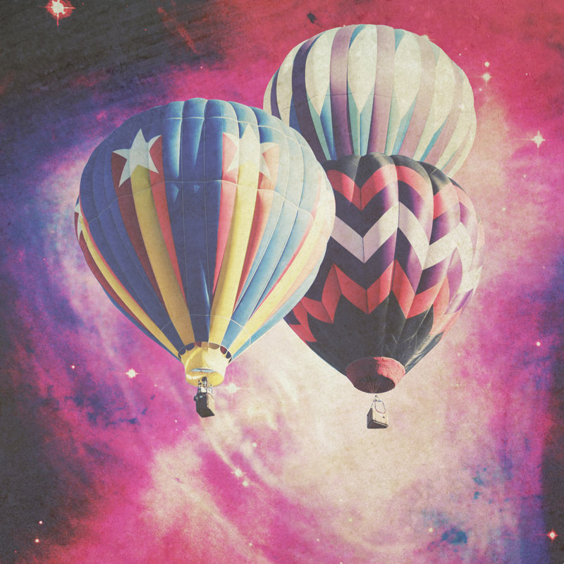 " Balloons In Space " by Maybe Sparrow Photography, Silver Single Picture Framed Paper, 12" H x 12" W 