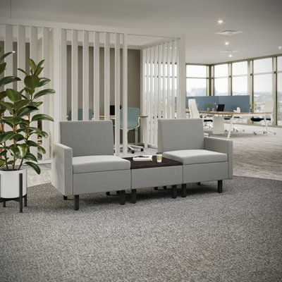 Sièges modulaires Safco de qualité commerciale à 2 places avec table centrale - chaises rembourrées, pieds noirs