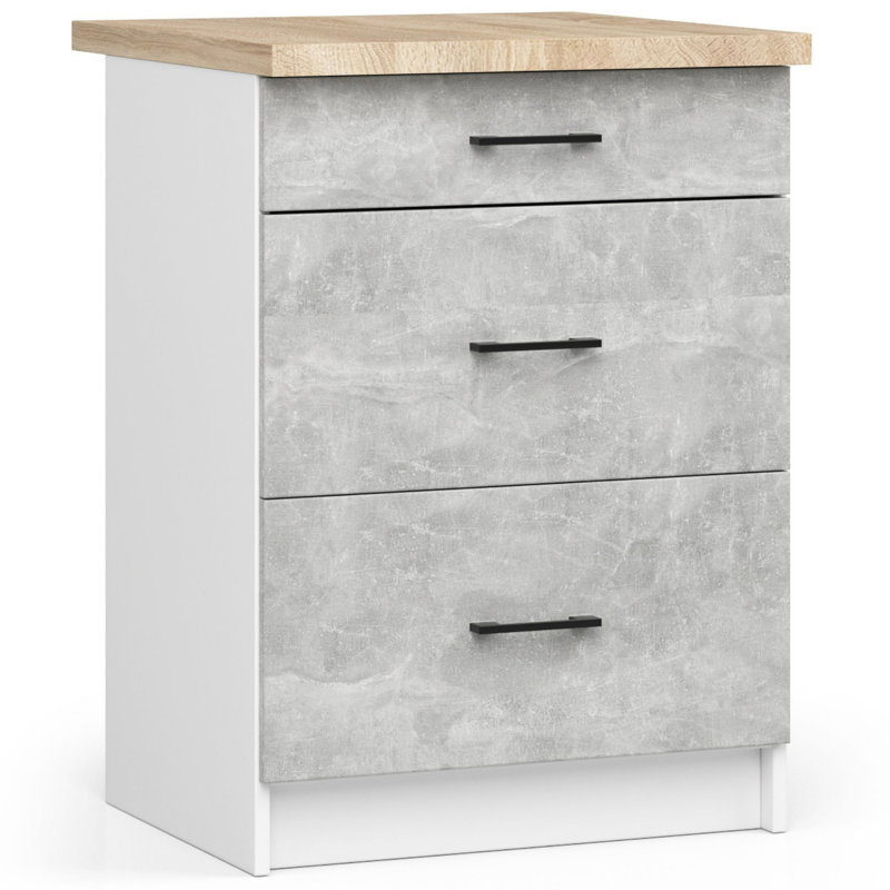 Oliwia kitchen base cabinet in white and stone gray