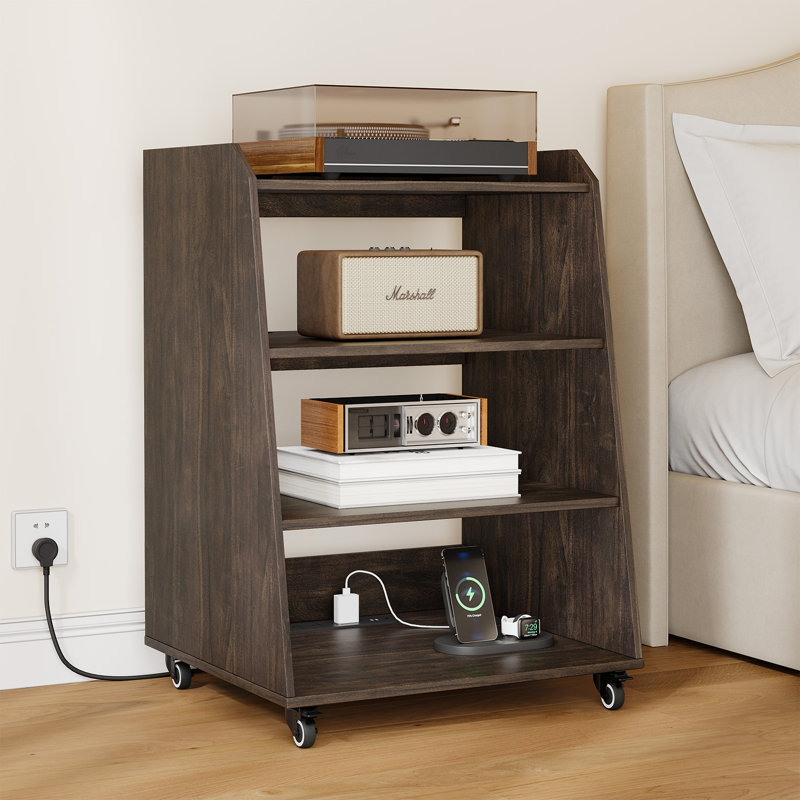 Record Player Stand Set with Storage for Living Room,Bedroom,Office,Turntable Stand End Table with Opened Storage, Audio Rack