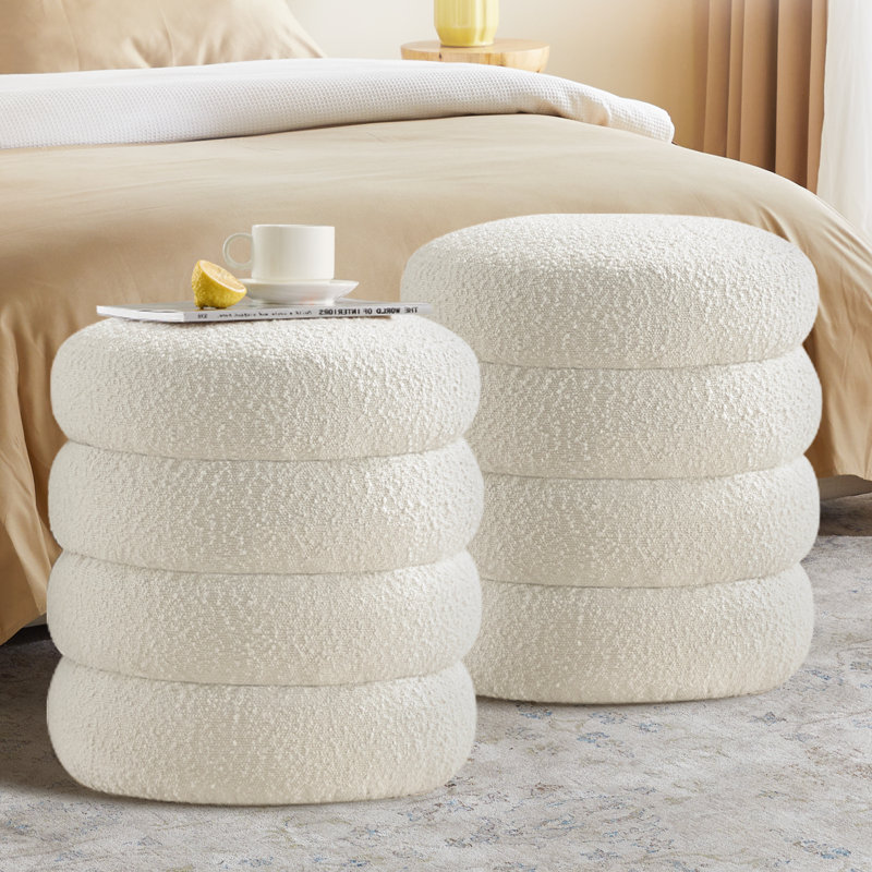 Repose-pieds rond avec repose-pieds Boucle, Blanc