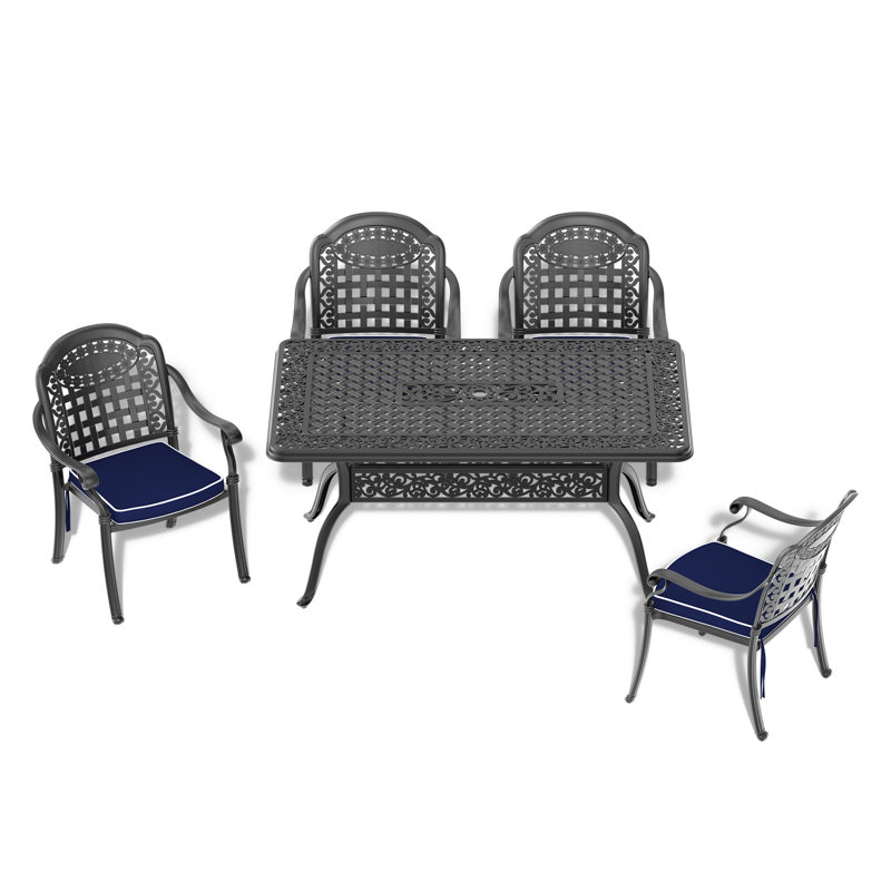 Tameia Patio Dining Set with , Cushions Included, 4, 16.54" D x 25.98" W x 35.83" H