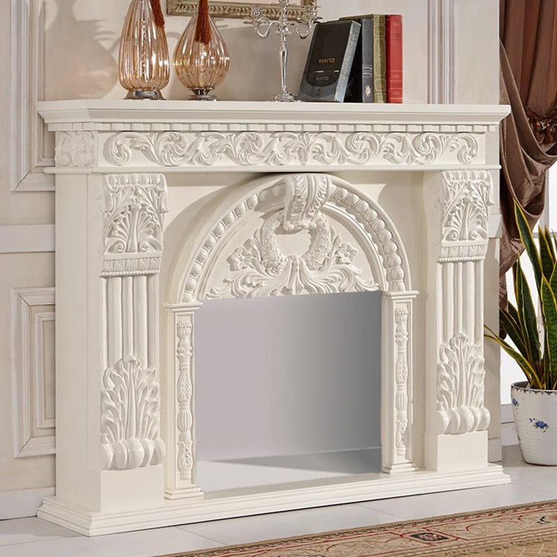 Meuble télé American cheminée, Ivoire ivoire, H 47,64 po x l 59,06 po x P 12,99 po