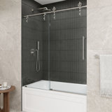 Hamilton 56-60" W x 68" H Sliding Frameless Tub Door with 3/8" Clear Glass