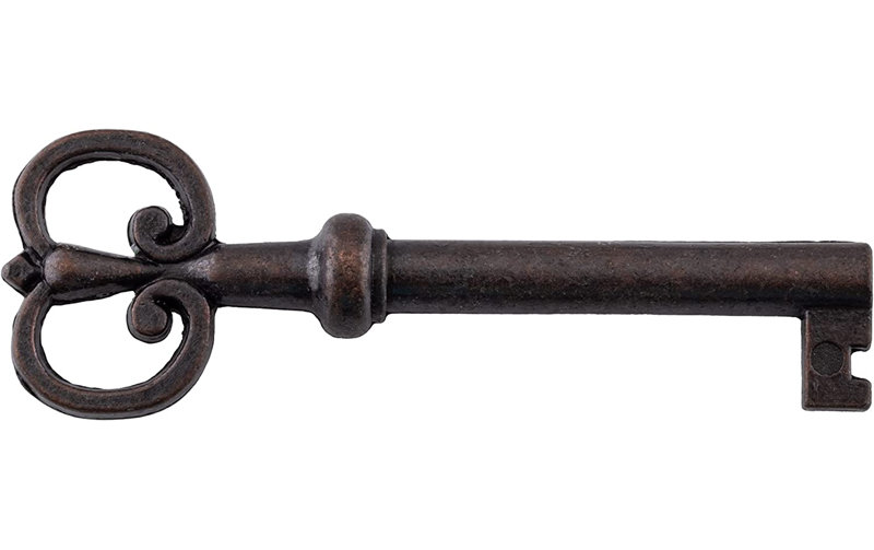 Clé squelette tonneau en bronze plaqué bronze