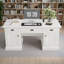Bureau double 68 po avec 3 tiroirs et 2 armoires Farmhouse
