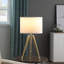 Lampe de table moderne à trépied en laiton / or brillant de 35,5 à 25,75 pouces de hauteur réglable, convenant aux salons, aux tables de chevet et à l'éclairage à DEL