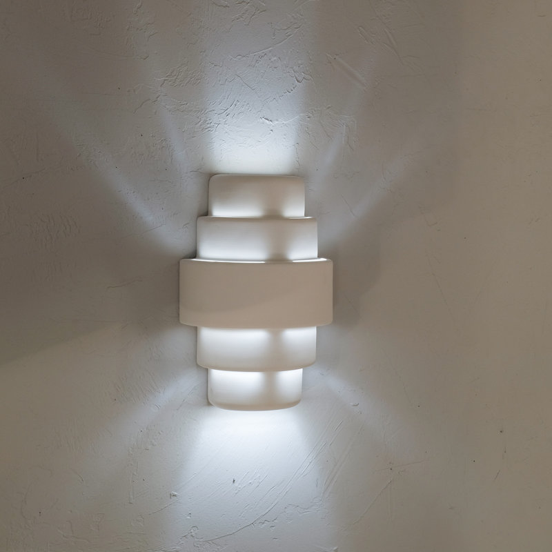 Lampe murale d'extérieur en céramique Hisae, ampoule DEL incluse, Blanc pouvant être repeint