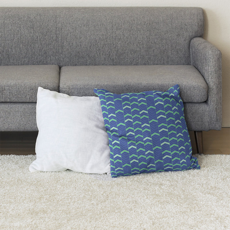 Coussin Rhonda, 36 po x 36 po, Bleu / vert, Bourre en polyester