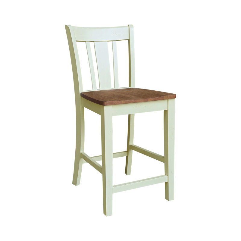  Tabouret de comptoir en bois massif Guzik, Tabouret de comptoir (siège d'une hauteur de 24 p, Hickory/Shell