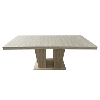 Rectangular extendable dining table, suitable for 6-10 people, with veined travertine pattern, dimensions 160-200 cm, simple and elegant.