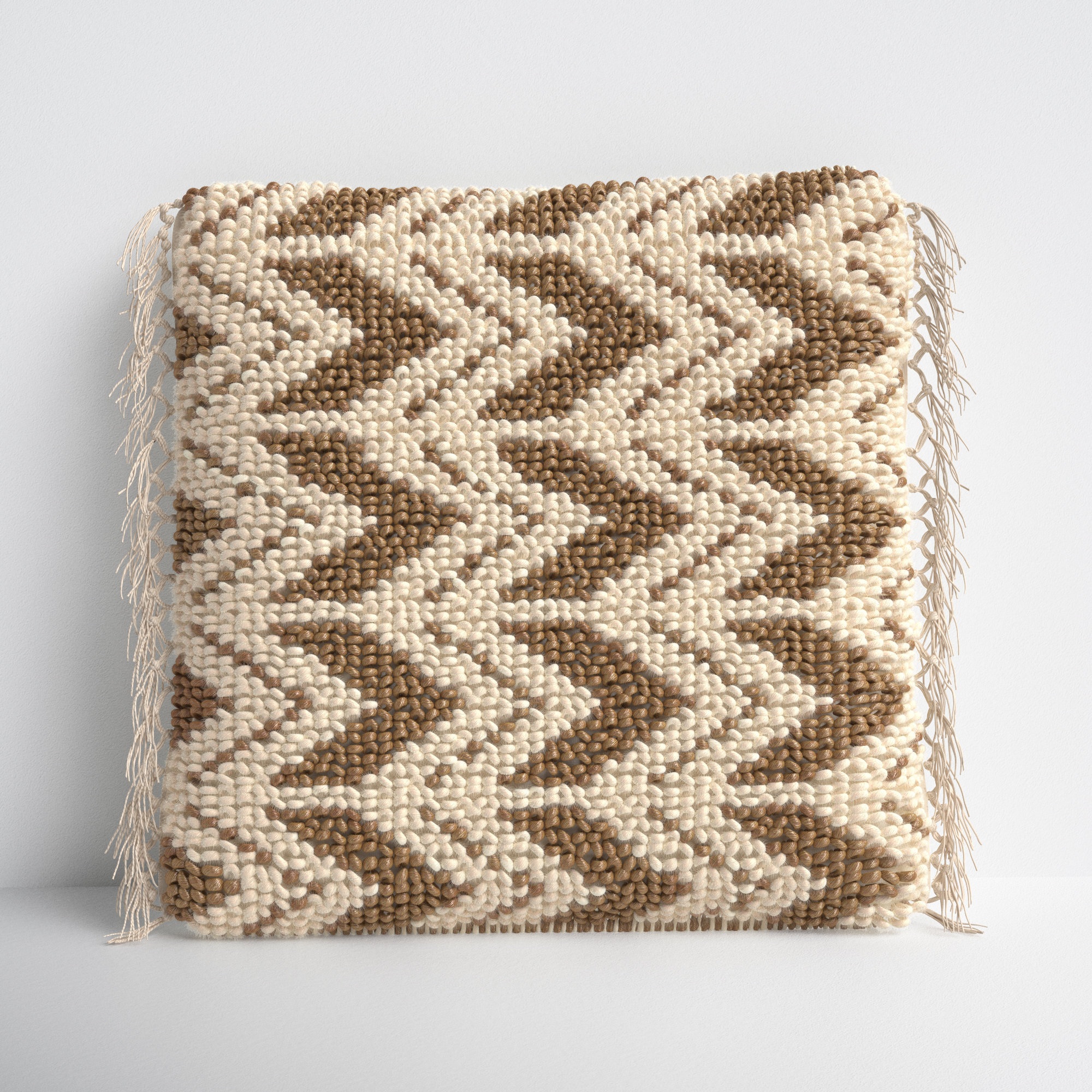 Oakleaf Chevron Polyester,Wool,Cotton Blend Throw Pillow, Down, Olive/Ivory