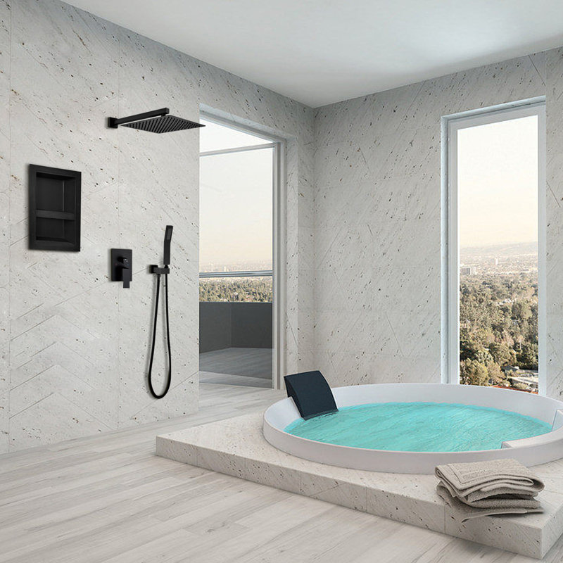 Système de douche avec valve brute, Noir mat