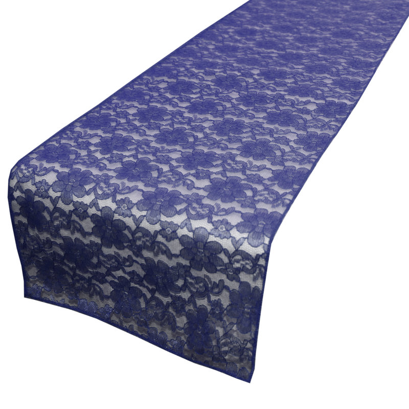 Bagdonas Floral Lace Table Runner, 12" W x 90" L, Navy