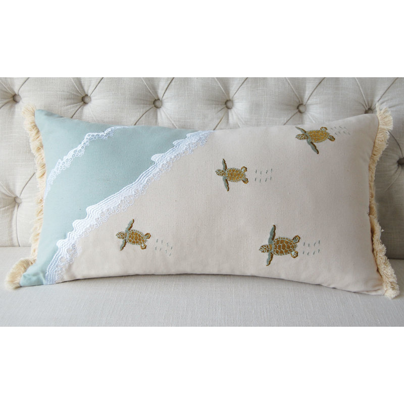 Turtle Migration Indoor Cotton Lumbar Throw Pillow