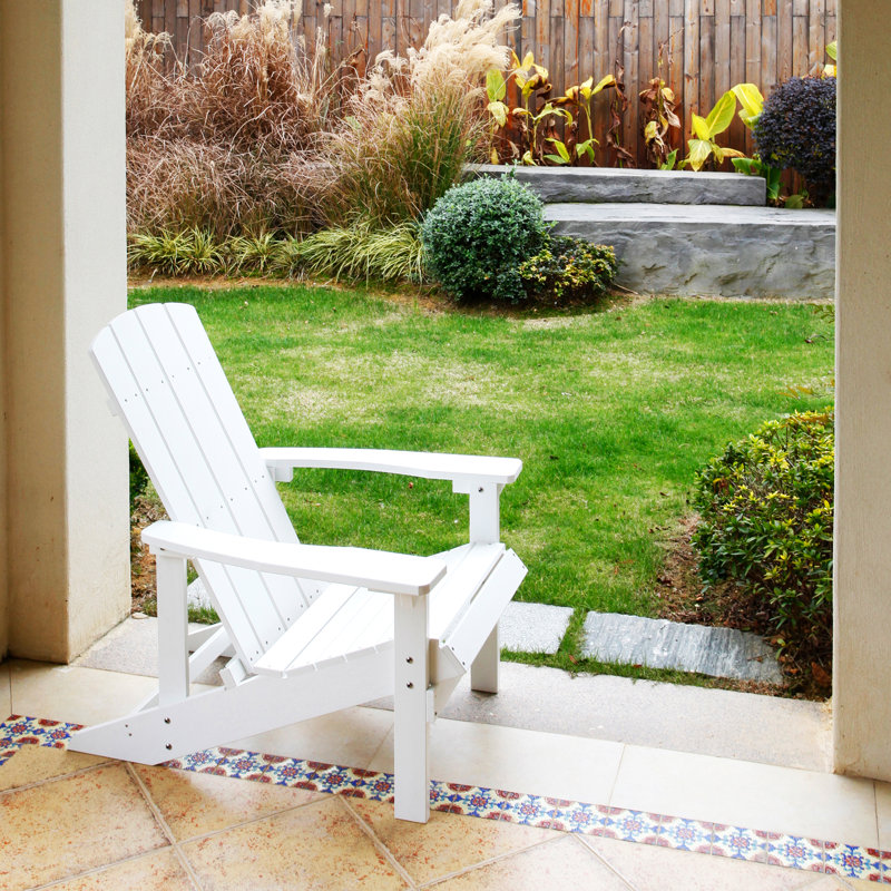 Chaise Adirondack en plastique Yonds, Blanc