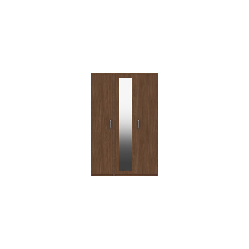 Zakariyah 3 Door Manufactured Wood Wardrobe, Walnut