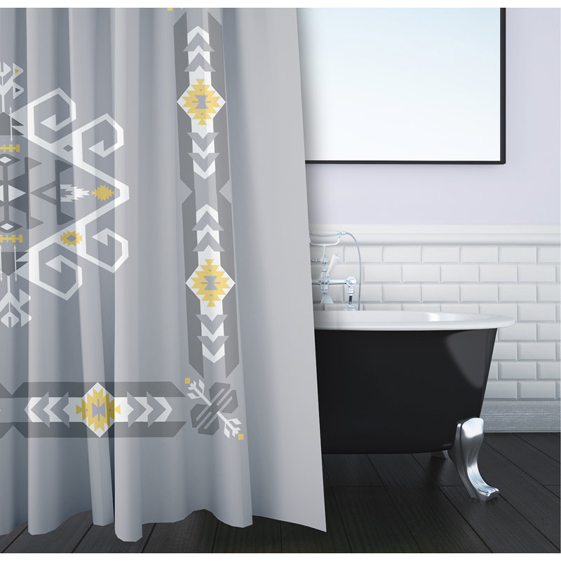 Alfreda Geometric Shower Curtain, Gray