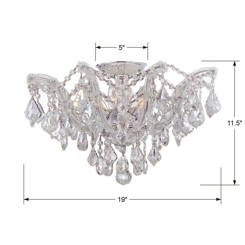 Weekes 5-Light 19" Semi Flush Mount, Polished Chrome, Swarovski Elements