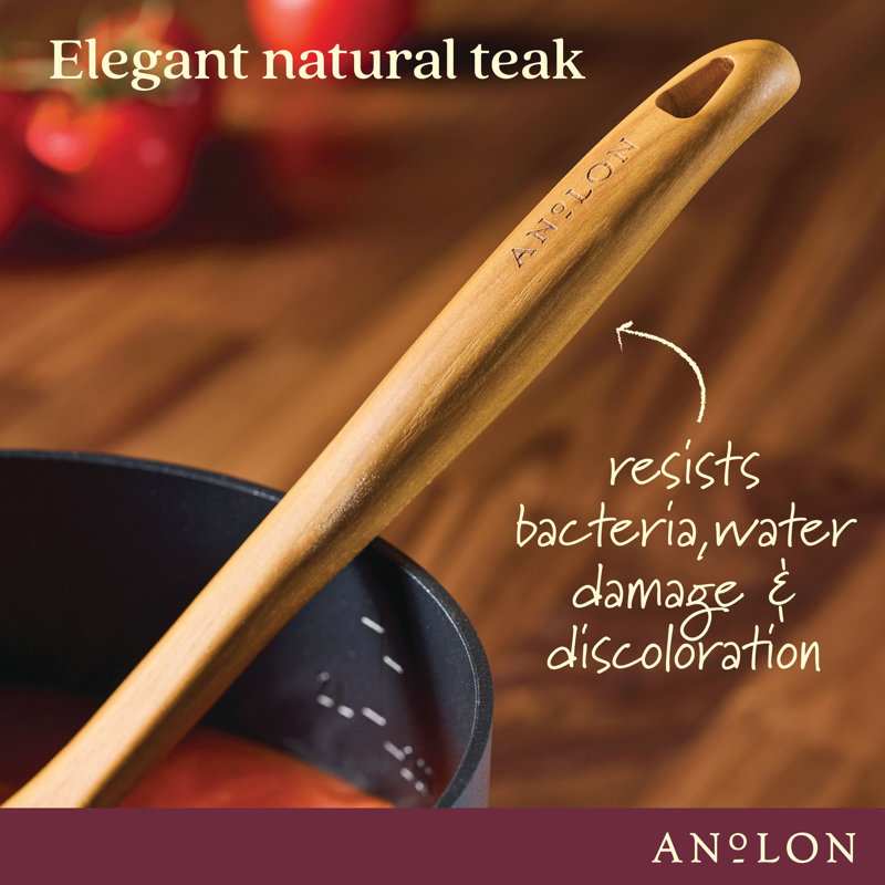 Anolon Teak Wood Cooking Tools 13-Inch Utensils Set, 3 Piece