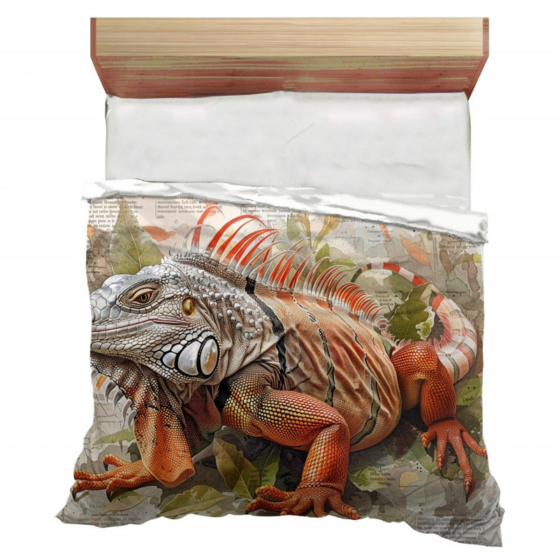 Iguana Drawing Reptile Comforter, Twin Extra Long Comforter
