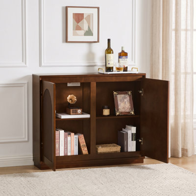 47.2" Fluted Buffet Cabinet Sideboard With 2 Outlet Holes For Living & Dining Room