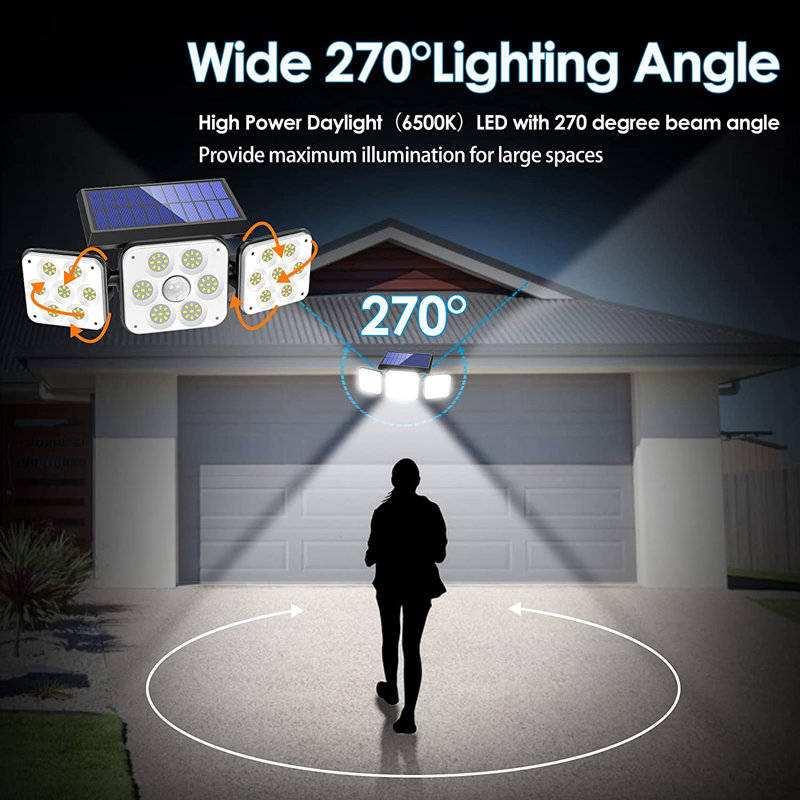 1-Piece Solar Outdoor Lights with Remote Control Motion Sensor 6000K