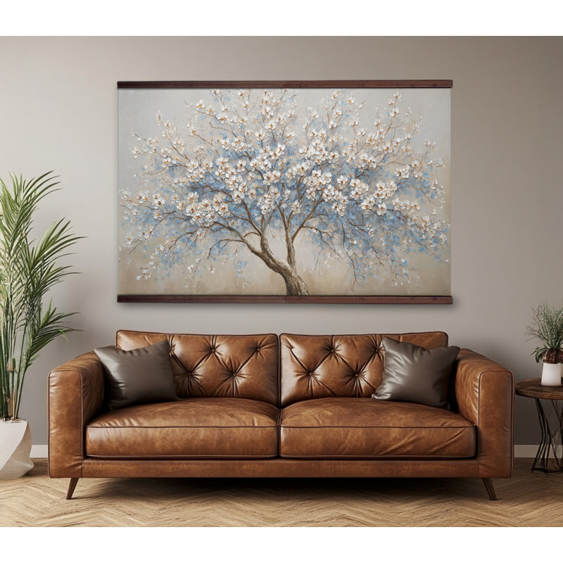 Blossoming Tree Tapestry Wall Art, Extra Large Canvas Wall Art, 32"H x 48"W