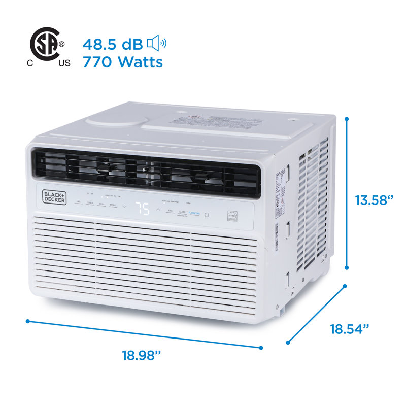 Climatiseur de fenêtre à onduleur 8 000 BTU, noir et blanc, série 8 + 1