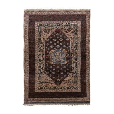 One-of-a-Kind 4’2" X 6’ Before 1900 Wool Area Rug in Brown