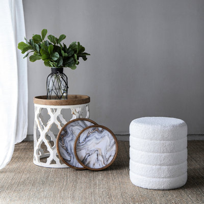 Art Inspired Home Decor - 5 pièces avec plante artificielle, vase, plateaux, tabouret, table d'appoint 5 table de mélange, plante