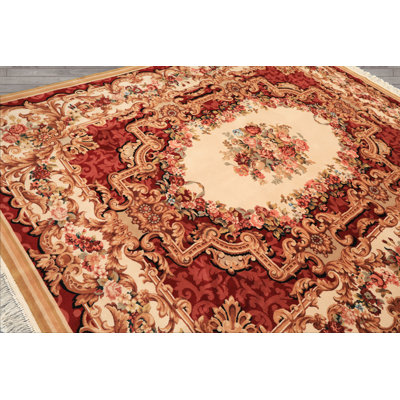 8'1''x10 Hand Knotted Wool Ivory Traditional Botanical 300 KPSI Asmara Rug