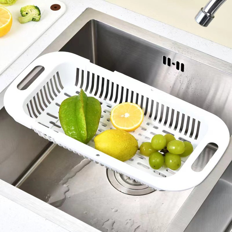 Passoire extensible pour égouttoir à fruits et légumes, Blanc