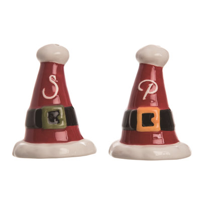 Ceramic 5 in. Multicolor Christmas Santa Hat Salt and Pepper Shakers Set of 2