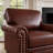 Lounge Armchair – PU Leather Accent Chair With Nailhead Trim & Solid Wood Legs (Burgundy)-346224218