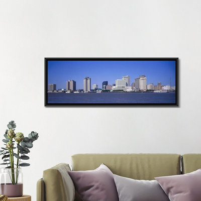 Buildings At The Waterfront, Mississippi River, New Orleans, Louisiana - Wrapped Canvas Panoramic Print