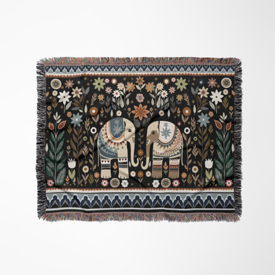 Cece Elephant Cotton Blend Blanket Throw