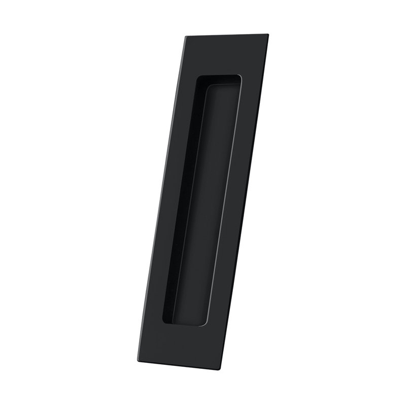 Flush Pull, Rectangular, HD, 7" x 1-7/8" x 3/8", Solid Brass in Paint Black, Paint Black