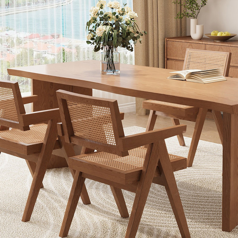 Brown Rectangular Solid Wood Dining Table, 29.53"H×94.49"L×31.50"W